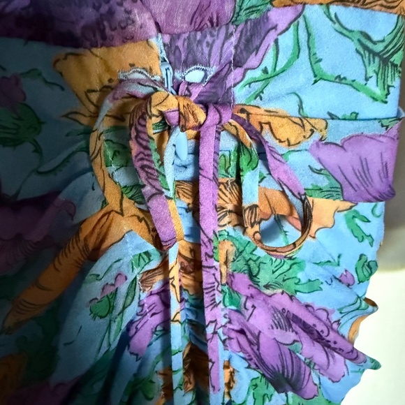 Veronica Beard  Sean Floral-Printed Ruched Dress Silk Size 0 - Picture 9 of 16